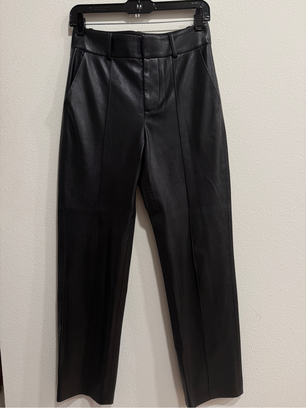 Alice + Olivia Ming Black Faux Leather Straight-Leg Pants